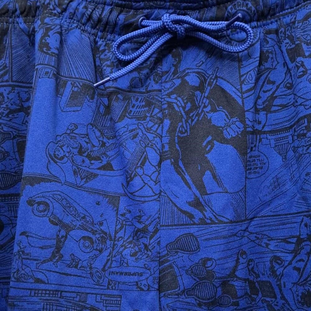 NWT DC Comics Men's Retro Comic Book Print Knit Sleep Shorts - Blue - Size L